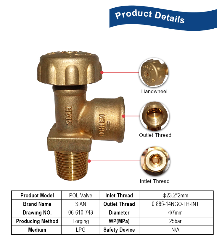 SIAN Brass Handwheel 25bar LPG Gas Cylinder Control POL Valves Buy